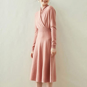 Abito in Maglia all'Ingrosso, Elegante e Aderente, Maniche Lunghe, Personalizzabile, <span class=keywords><strong>Vestito</strong></span> Lungo in Cashmere per <span class=keywords><strong>Donna</strong></span>, Autunno-Inverno - Product Image 4