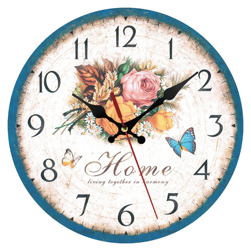 Orologio Da Parete Rotondo Mnsruu 24cm, Stile Legno Vecchio Con Pittura A Olio, Silenzioso, Per Soggiorno, Camera, Ufficio