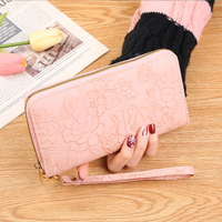 Dompet kulit Pu wanita, dompet kulit Pu kapasitas besar panjang modis