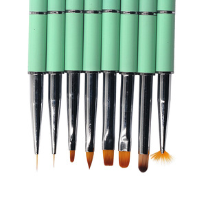 Ensemble de pinceaux pour nail art à manche métallique et poils synthétiques, comprenant des pinceaux liner, éventail, ronds, plats et petits, avec couvercle, pour la création de motifs en gel - Product Image 3