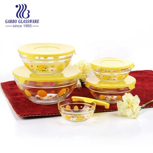 Design semplice vetro trasparente macedonia di miscelazione 5 pz ciotola Set per la conservazione degli alimenti con coperchio Set ciotola di vetro di vendita calda - Product Image 5