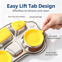 Assiette à collation pour enfants en acier inoxydable 304 de qualité alimentaire avec base à ventouse, design voiture, compartimentée, pour tout-petits