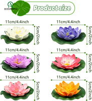 Bunga Lotus Busa Mengambang Dengan Daun Teratai, Ornamen Tanaman Kolam Buatan untuk Dekorasi Air Akuarium Kolam, Berwarna-warni