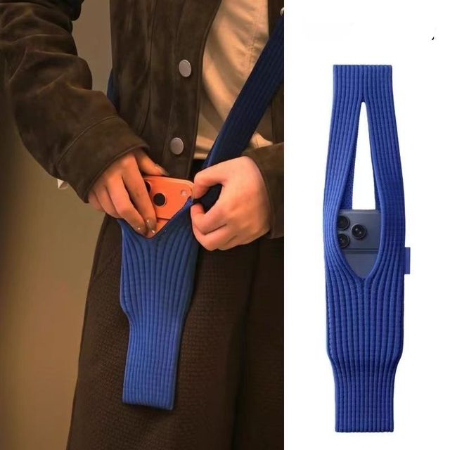 Ready to Ship Japanese 3D Knit Phone Pocket Universal 40cm 80cm Adjustable Crossbody Strap Bag