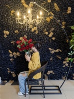 Lustre moderne noir YN pour décoration de mariage, support de sol extérieur pour toile de fond