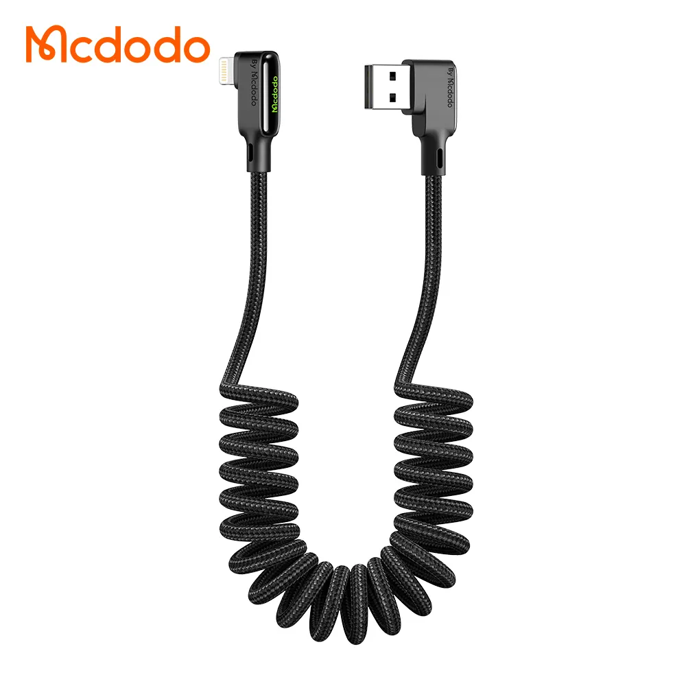 Mcdodo — bobine rétractable en Nylon, 1.8M, 8 broches, indicateur lumineux LED, bobine réseau, câble de chargement de données, 90 degrés