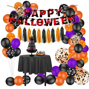 Hot Sale Halloween Party Decoration Arch Garland Kit Home Decor With Spider Web Bats Spider Foil Balloon
