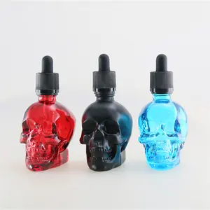 1oz 2oz 120ml 해골 스프레이 병 수염 오일 30ml 60ml 작은 투명 컬러 젖빛 블랙 모양의 해골 유리 dropper 병