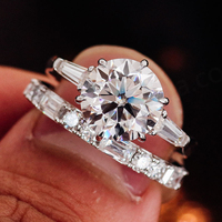 Ensemble de bagues en or 18 carats massif, original et tendance, avec diamant CVD de 2 carats, bague en diamant de laboratoire, fabrication de bijoux pour femmes