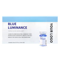 Sérum Peeling Triple Acide Luminescence Bleue pour le Visage à Domicile – Acide Salicylique, Acide Lactique – Peau Éclatante et Jeune – Ampoules Éclaircissantes Personnalisées