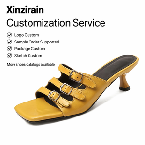 <span class=keywords><strong>Sandali</strong></span> Slip-On Xinzirain Personalizzati <span class=keywords><strong>Gialli</strong></span> Lucidi <span class=keywords><strong>con</strong></span> Cinturini Multipli e <span class=keywords><strong>Tacco</strong></span> Basso per Donne - Product Image 1