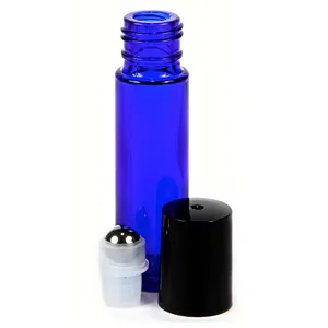 香水瓶の円形のエッセンシャルオイルの10 mlの青いガラスロールは空の化粧品容器をブレンドします