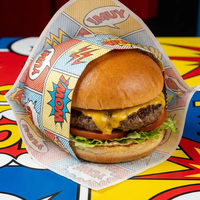 Papier sulfurisé imprimé enduit de PE, imperméable et résistant à la graisse, pour emballer les burgers, les sandwichs, les snacks et le pain