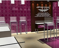 Vitrine et présentoir d'intérieur pour bijouterie, en LED dorée, écologiques et de haute qualité, pour l'aménagement de magasins de détail (vente en gros)