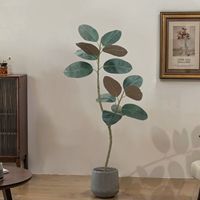 Décoration de sol intérieure moderne, arbre en caoutchouc vert artificiel, bonsaï à grandes feuilles, plante en plastique Black King Kong, ornement