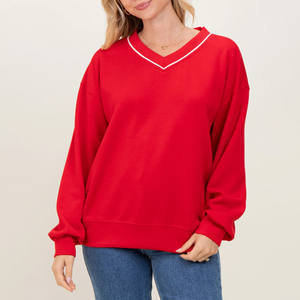 2025 Winter <b>V</b>-<b>Neck</b> Nonwoven Fleece Windproof Eco-Friendly <b>Sweatshirt</b> <b>Women's</b> Cotton Hoodie with Front Logo Wholesale - Product Image 2