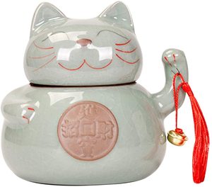 Pots à thé en céramique vintage, récipients à la mode en forme de chat porte-bonheur, caddie à café, bol à sucre pour épices, Pots à condiments - Product Image 3