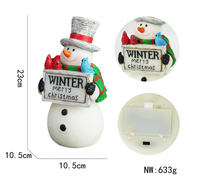Lampe de table LED en résine en forme de bonhomme de neige, décoration de Noël, ornement de Noël avec oiseaux pour la décoration intérieure de la maison et du bureau, décoration de fête