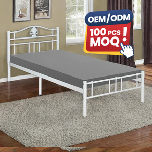 Marco de cama de tubo de acero blanco de tamaño único personalizado de alta calidad con diseño moderno para dormitorios y hostales-Oferta a granel disponible - Product Image 1