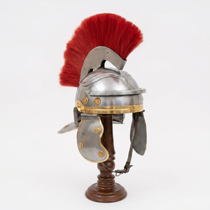 Casque romain médiéval d'Halloween, armure de casque romain Leonidas avec plume, armure de casque romain avec plume rouge en acier - Product Image 2
