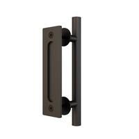 Juego de herrajes modernos negros ajustables de 12 pulgadas para puerta corredera tipo granero con tirador de manija y guía para ventana corredera, para zurdos, 1 año de garantía