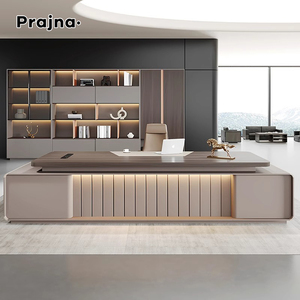 Văn phòng điều hành l-hình dạng ông chủ bảng màu xám L hình dạng duy nhất giám đốc bàn chất lượng cao bán buôn bảng hạt óc chó màu - Product Image 2