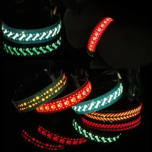 Collares con luces Led para mascotas, collares ajustables de poliéster que brillan en la noche, collares luminosos de seguridad para perros y gatos, suministros para mascotas