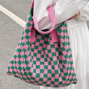 Borsa Tote da Donna BETTY LUORI, Moda Casual, Grande Capacità, Lavorata a Maglia, a Quadri, Chiusura Aperta, Fodera in Poliestere, Estate Autunno - Product Image 2