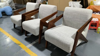 Fauteuil d'appoint rétro ergonomique en tissu écossais avec cadre en bois massif de style français vintage pour salon d'hôtel