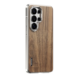 Fashion Real Walnut Wood Back Panel Magnetic <b>Phone</b> Case for Samsung S26 S24 S25 Ultra Aluminum Metal Frame Shockproof Cover - Product Image 1