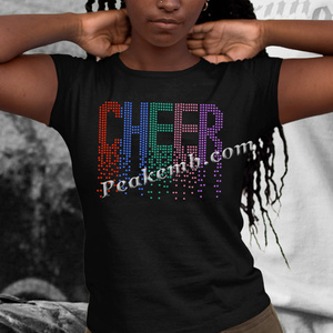 Sẵn Sàng Cho Lô Hàng Tùy Chỉnh Cổ Vũ Dải <span class=keywords><strong>Hotfix</strong></span> Rhinestone Chuyển <span class=keywords><strong>Motif</strong></span> Thiết Kế T-Shirt Bling Cho Hàng May Mặc - Product Image 2