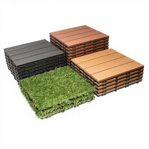 Dalles de terrasse emboîtables WPC carrées, imperméables, à grain de bois composite, pour <span class=keywords><strong>extérieur</strong></span> - Product Image 1
