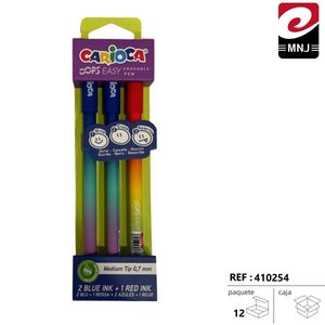 Carioca Erasable Pens 3 Pack Medium Tip 0.7 Mm Blue Red Ink Writing Correction Supplies - Product Image 2