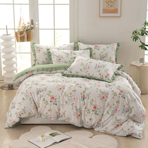 Nouvel arrivage transfrontalier – Parure de lit 3 pièces série <span class=keywords><strong>Demer</strong></span> de qualité export, bords volantés, microfibre brossée, motif floral - Product Image 1