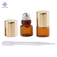 Flacons compte-gouttes en verre ambré transparent de 1 ml, 2 ml, 3 ml, 5 ml avec bouchon métallique, rechargeables, pour huiles essentielles, parfums et diffuseurs à bâtonnets