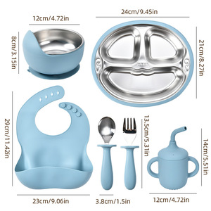 Ensemble d'alimentation pour bébé Paul Frank, assiette à compartiments en acier inoxydable, bol, cuillère, fourchette, bavoir, tasse, 0-12 mois - Product Image 2