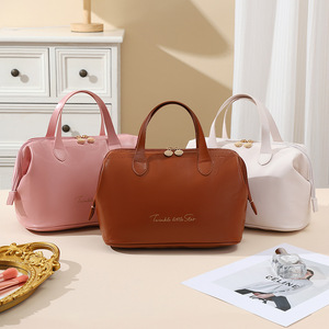 Bolsa de cosméticos de PU impermeable de gran capacidad para mujer, almacenamiento de viaje personalizado, maquillaje para neceser, cremallera duradera, portátil geométrico - Product Image 4