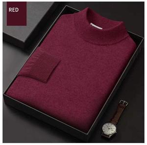Tùy Chỉnh Nửa Cao Cổ Áo Thun Herren Đồng Bằng Đan Maglione Trống Mùa Đông Cashmere Len Áo Thun Cashmere Đan Áo Len Cho Nam Giới - Product Image 5