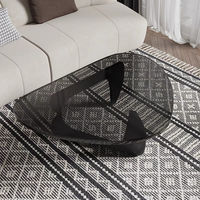 Ensemble de tables basses modernes de luxe en verre trempé avec structure en acier inoxydable, design minimaliste pour salon, table centrale avec rangement