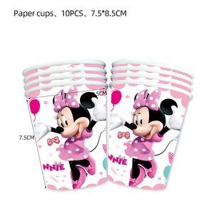 Assiettes, gobelets et décorations de gâteaux sur le thème de <span class=keywords><strong>Minnie</strong></span> personnalisés, fournitures pour fêtes d'anniversaire, décorations de gâteaux, <span class=keywords><strong>vaisselle</strong></span> de fête - Product Image 3