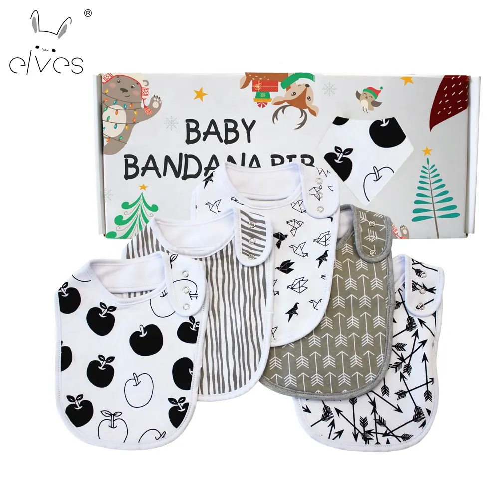 En gros tissu éponge bébé bavoirs style imprimé 100% coton doux bébé fille bavoir bébé coton blanc