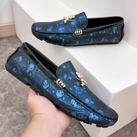 Nouveaux styles de mocassins de conduite durables, personnalisables avec logo, design tête de mort de luxe, en cuir, à enfiler, pour homme, de marque