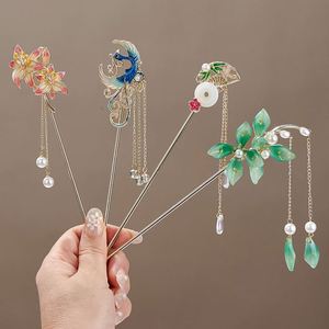 Épingle à cheveux rétro chinoise ancienne, style pique à cheveux, avec motif Phénix et fleur de pivoine noble, ornée de perles, pour femme - Product Image 2