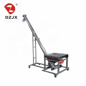 DZJX-máquina transportadora de acero inoxidable, alimentador de tornillo vertical ss, transportador de tornillo inclinado con tolva de 4 pies