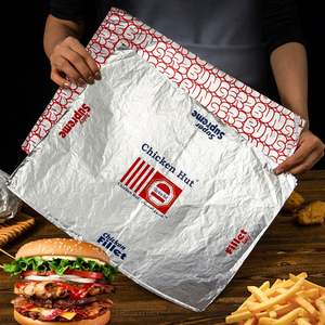 Papier d'emballage alimentaire biodégradable en PE imprimé sur mesure, résistant à la graisse, pour hamburger, sandwich, emballage en aluminium pour pain - Product Image 4