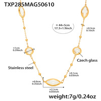 Bijoux imperméables plaqués or sans ternissement Boho collier en acier inoxydable avec pierre de verre colorée pour femmes