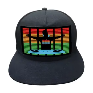 ハロウィンユニセックス大人ELディスプレイ広告帽子カスタマイズされた音声制御ルミナスキャップパーティーカジュアル用コットン製