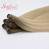 Extensions de cheveux à double trame volume, blondes, trame cousue à la machine, extensions de cheveux humains Remy en vrac