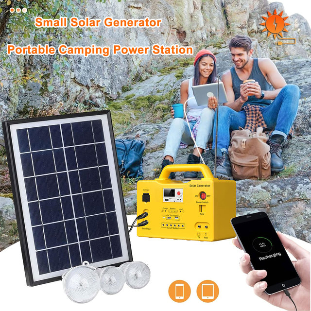 240Wh Home School Power Outages Solar Generator Portable Energy Camping Power Station With LED Lantern