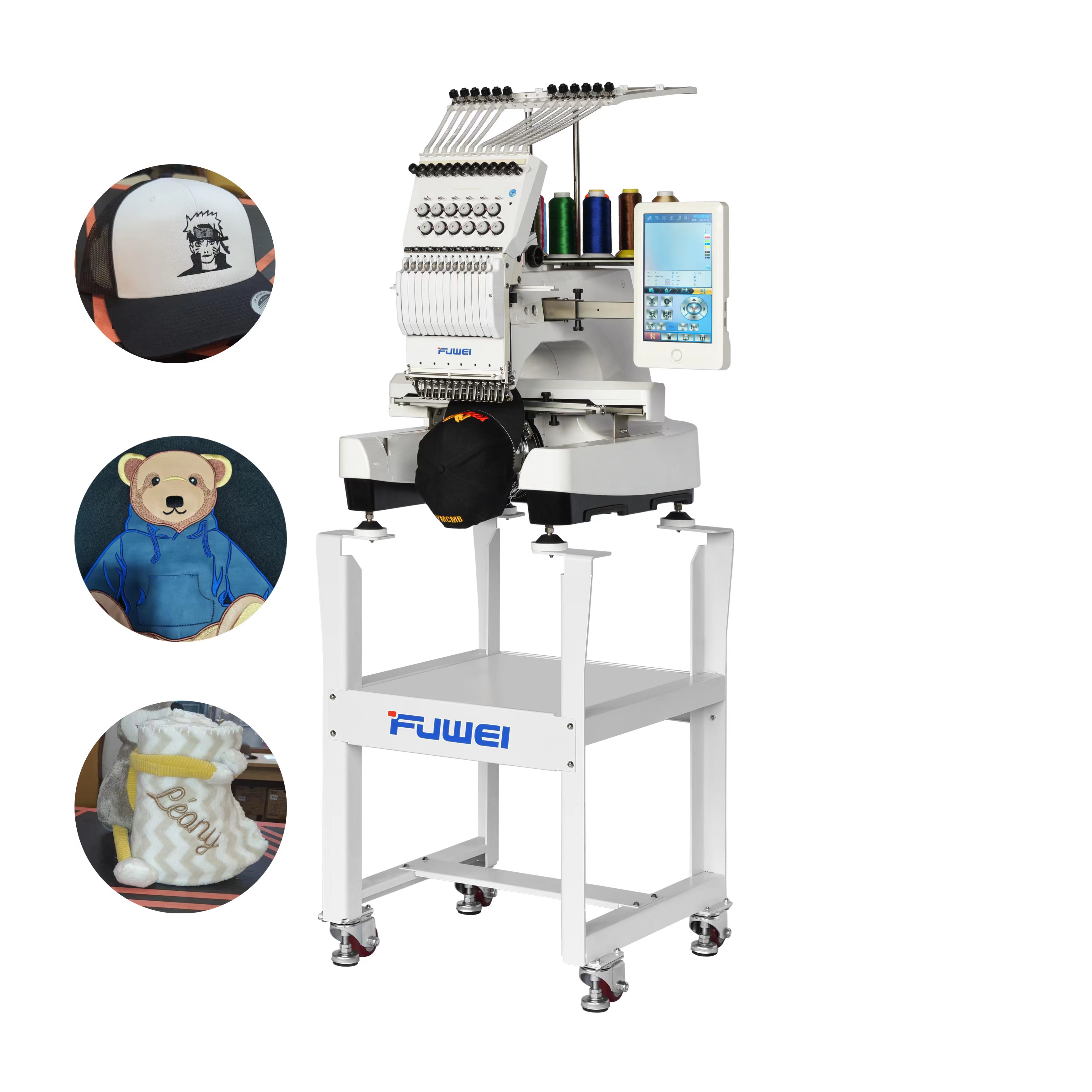 Meimeiページ Juki Tajima SAI Eight Needle Embroidery Machine w/ Cap Frame Set